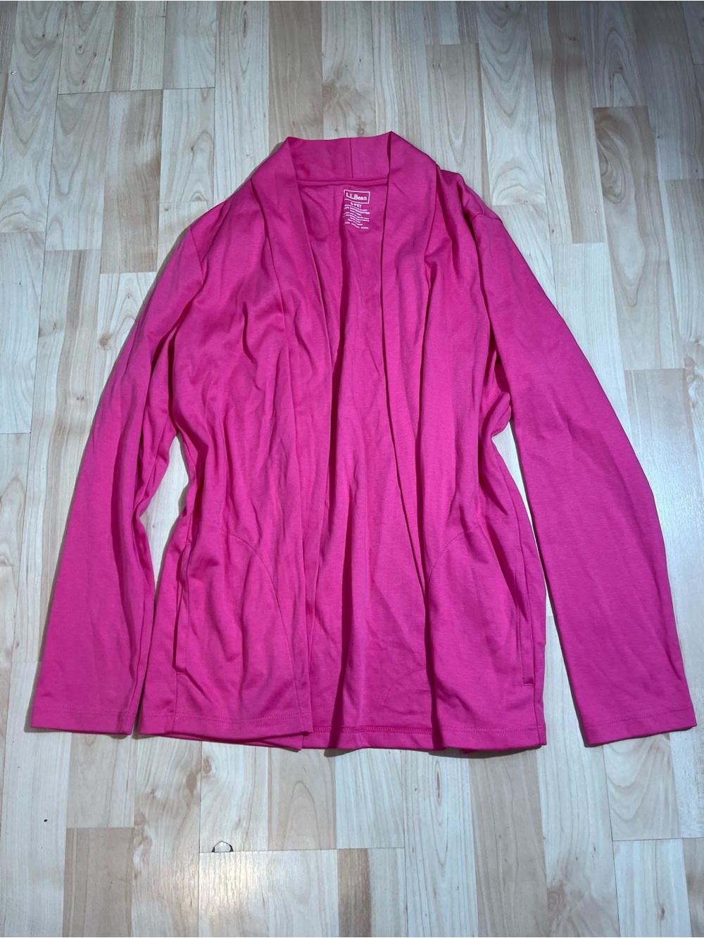 L.Bean‎ Womens Pink Open Front cardigan 100% Cotton Size Small PET